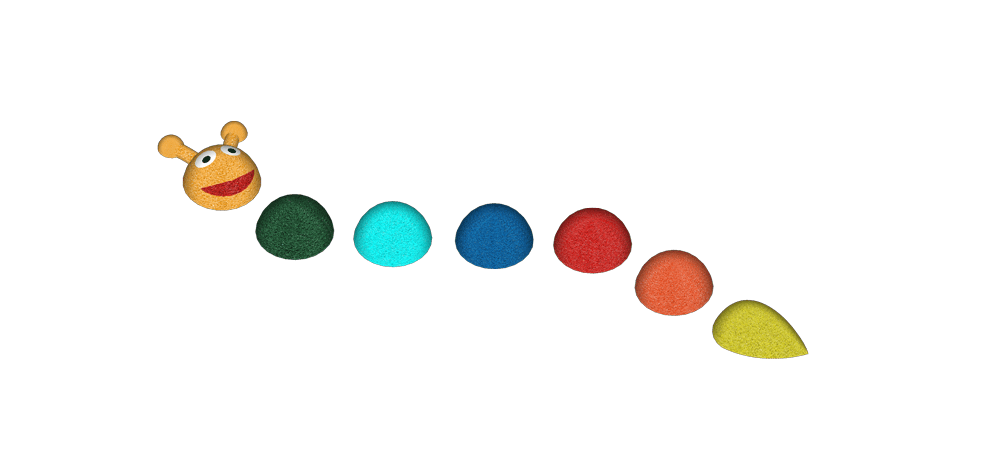 larve i 7 deler og ulike farger for lekeplassen