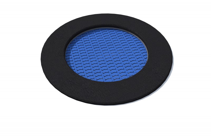 Blå rund trampoline